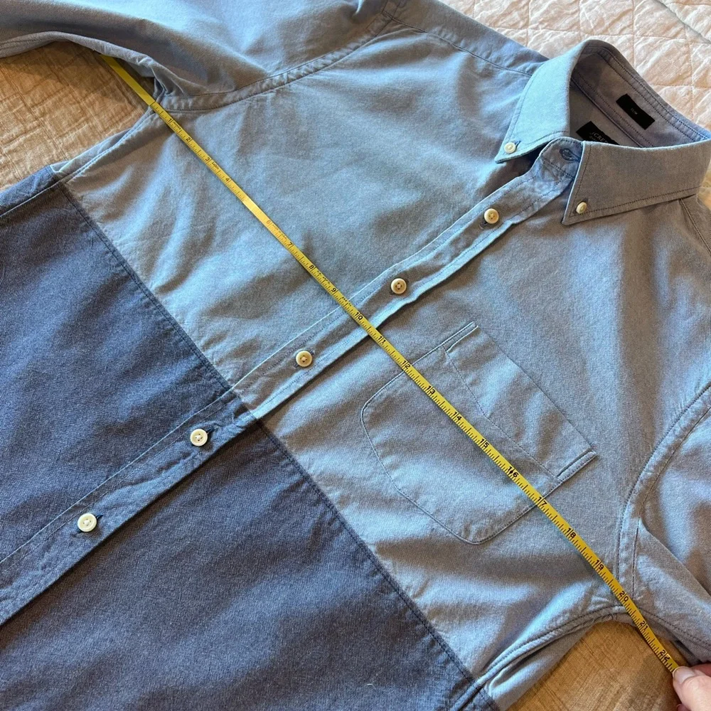 J. Crew Men’s Cotton Slim Fit Blue Colorblock Button Down Shirt | Size Medium